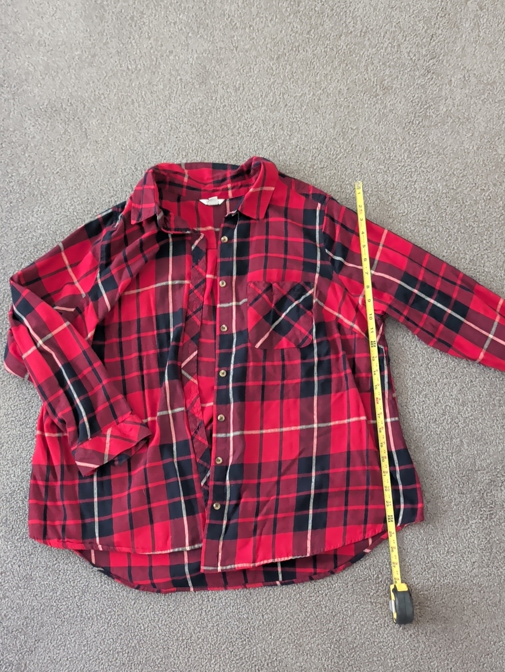 Sonoma Red and Black Plaid Button-Down Shirt For Women